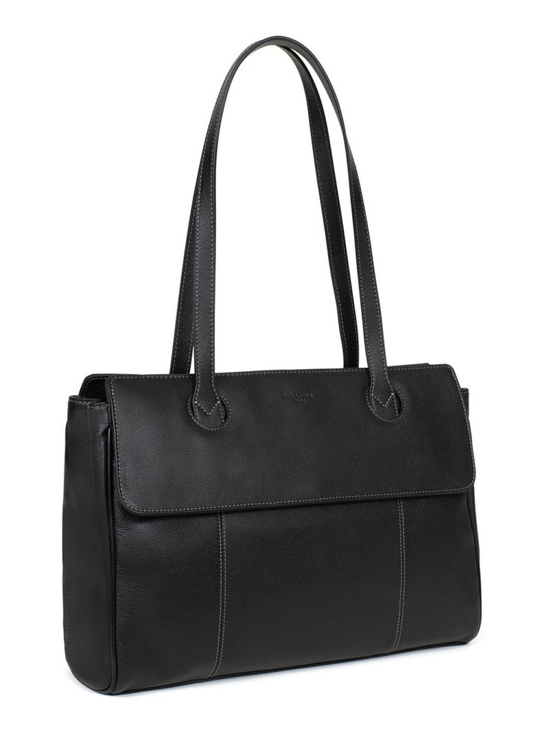 Sac porté épaule 2 anses  13" & A4  Cuir CONFORT BUSINESS Noir - Kiabi