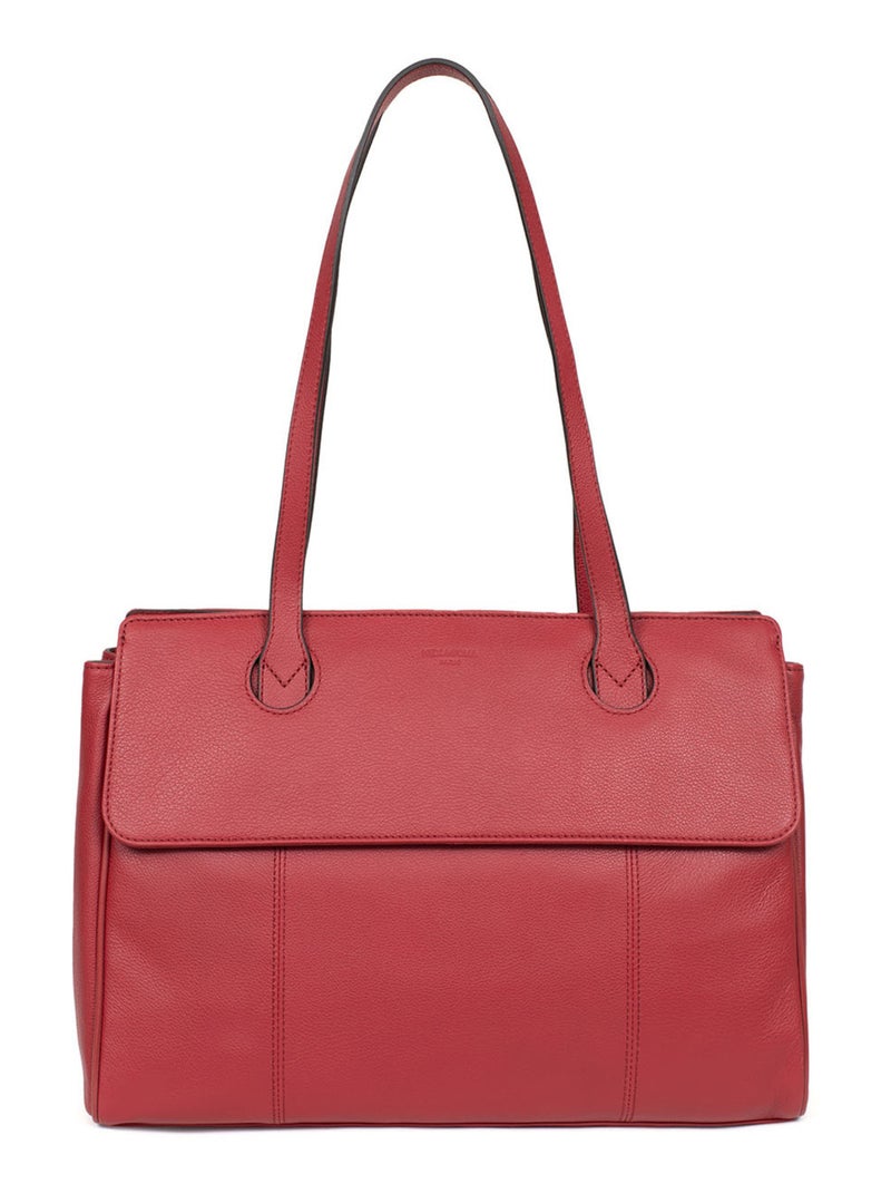 Sac porté épaule 2 anses  13" & A4  Cuir CONFORT BUSINESS Rouge foncé - Kiabi