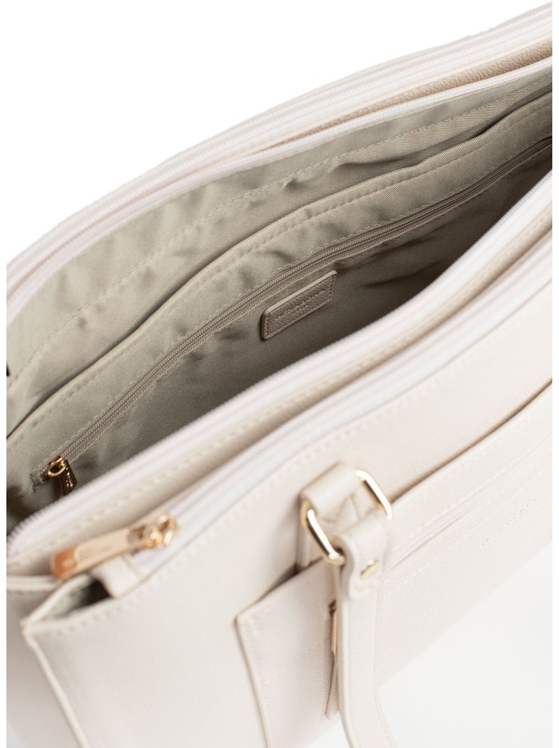 Sac porté épaule 2 anses  13" & a4 lys hexagona Ivoire - Kiabi