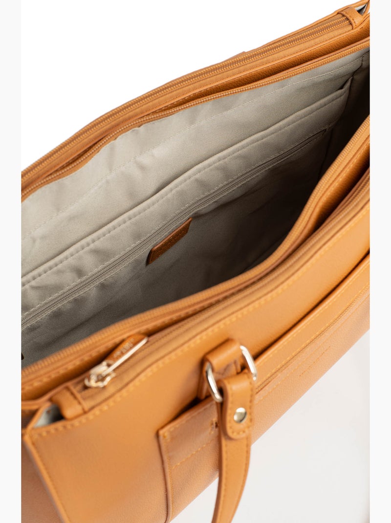 Sac porté épaule 2 anses  13" & a4 lys hexagona Marron clair - Kiabi