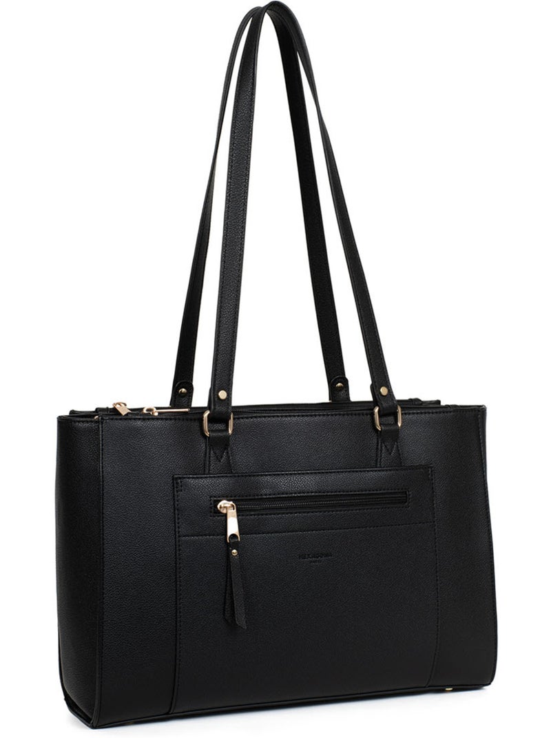 Sac porté épaule 2 anses  13" & a4 lys hexagona Noir - Kiabi