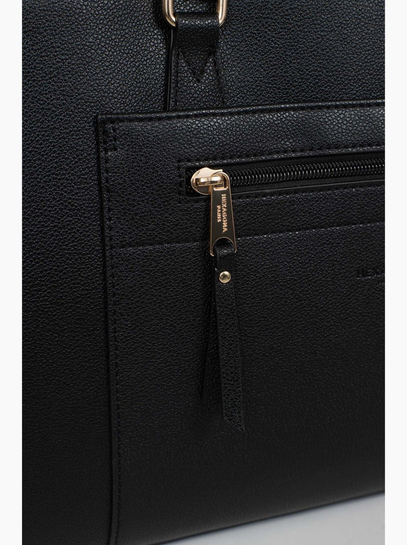 Sac porté épaule 2 anses  13" & a4 lys hexagona Noir - Kiabi