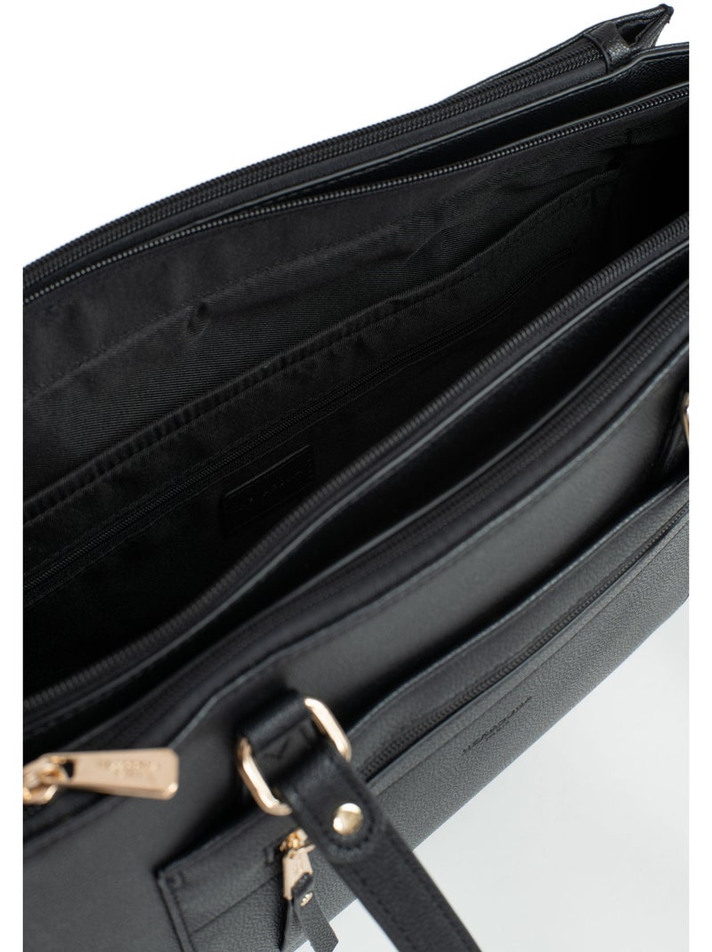 Sac porté épaule 2 anses  13" & a4 lys hexagona Noir - Kiabi