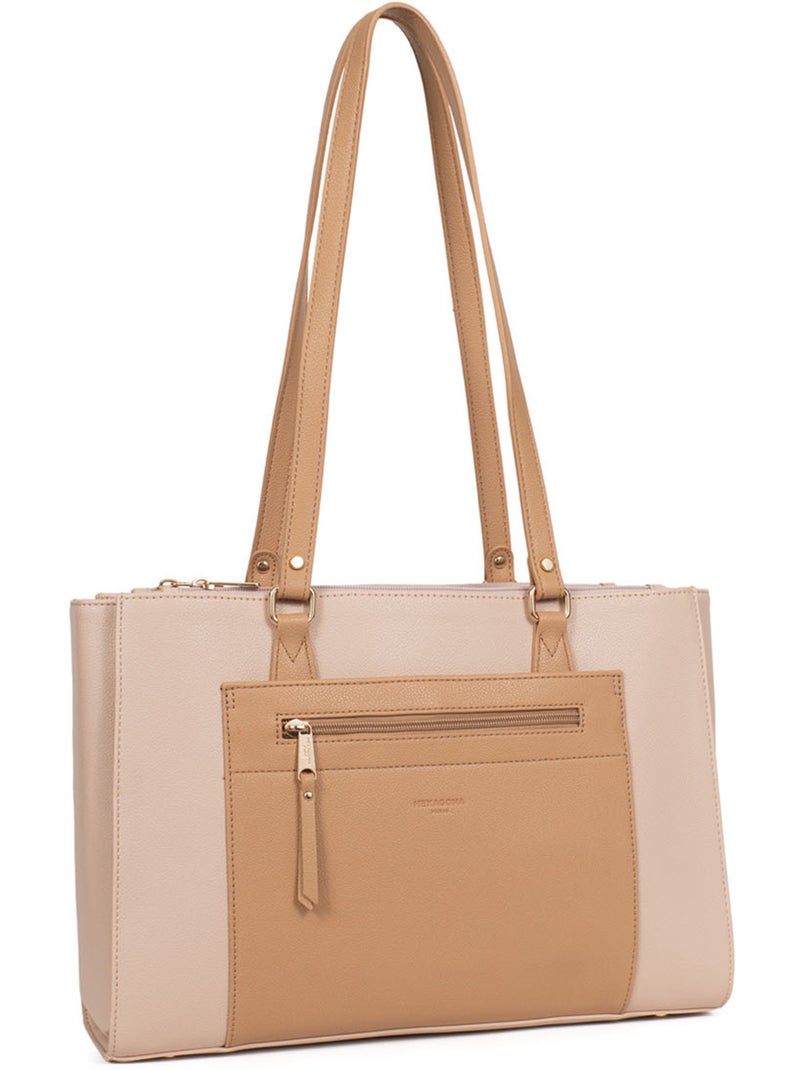 Sac porté épaule 2 anses  13" & a4 lys hexagona Nude - Kiabi
