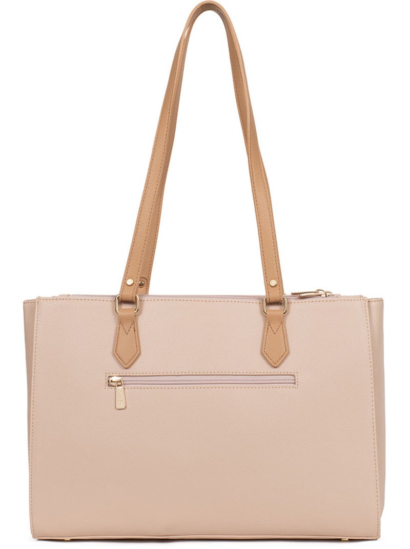 Sac porté épaule 2 anses  13" & a4 lys hexagona Nude - Kiabi