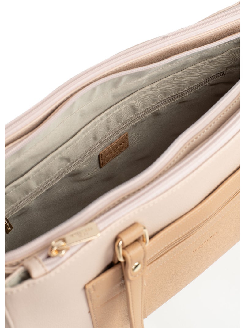 Sac porté épaule 2 anses  13" & a4 lys hexagona Nude - Kiabi