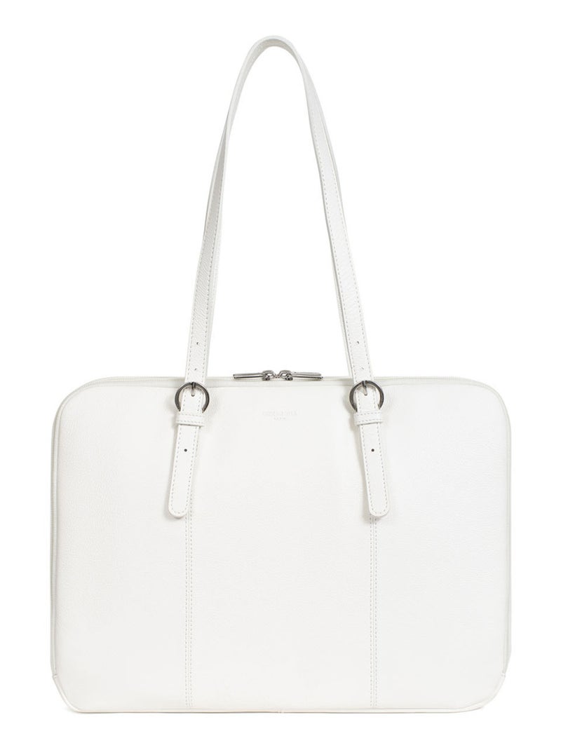 Sac porté épaule 2 anses  15" & A4  Cuir CONFORT Blanc - Kiabi