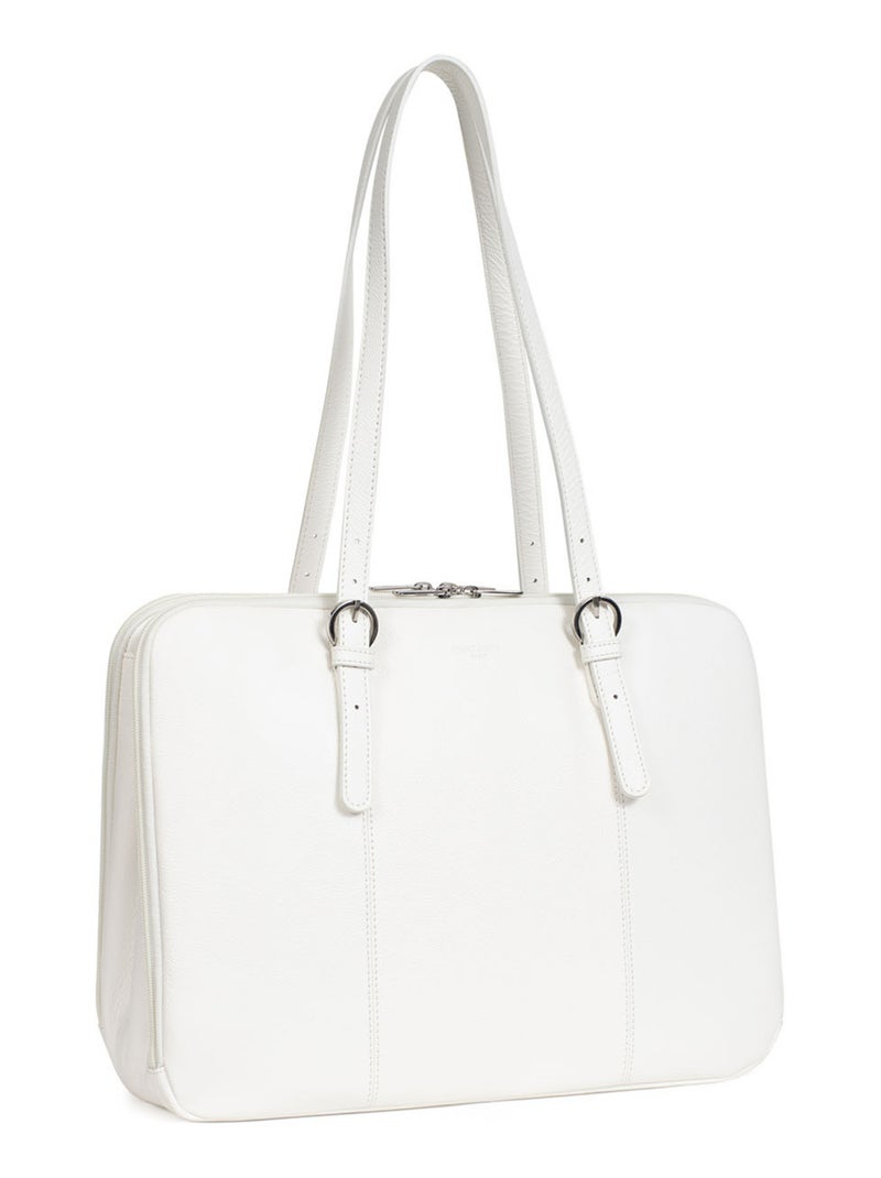 Sac porté épaule 2 anses  15" & A4  Cuir CONFORT Blanc - Kiabi