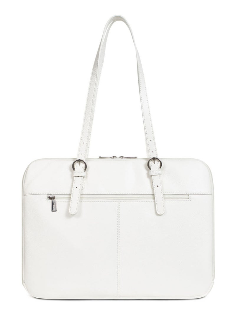 Sac porté épaule 2 anses  15" & A4  Cuir CONFORT Blanc - Kiabi
