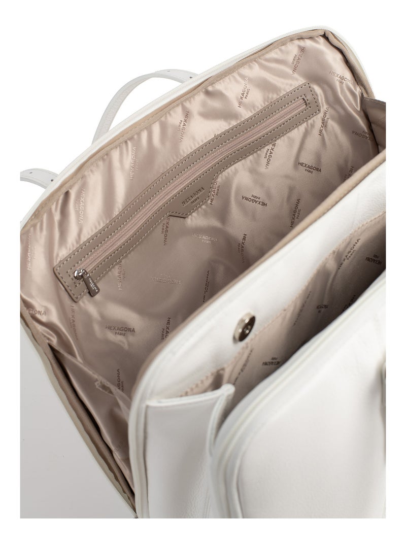Sac porté épaule 2 anses  15" & A4  Cuir CONFORT Blanc - Kiabi