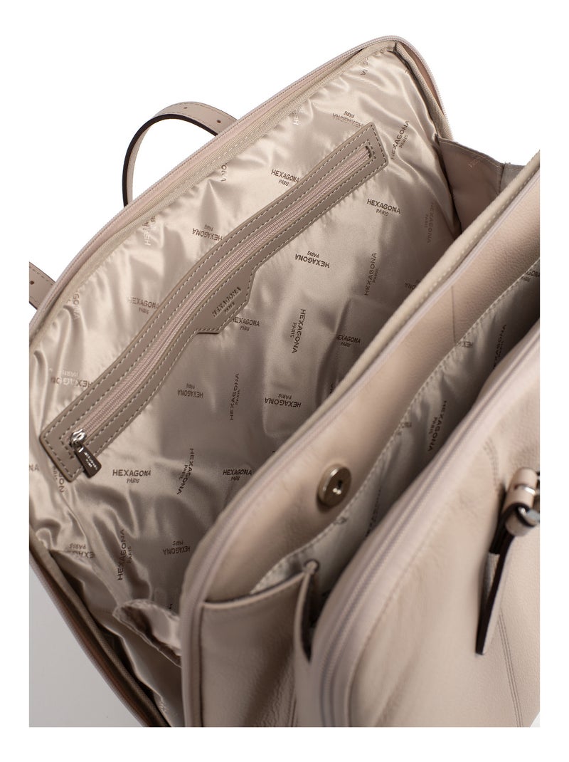Sac porté épaule 2 anses  15" & a4  cuir confort hexagona Beige - Kiabi
