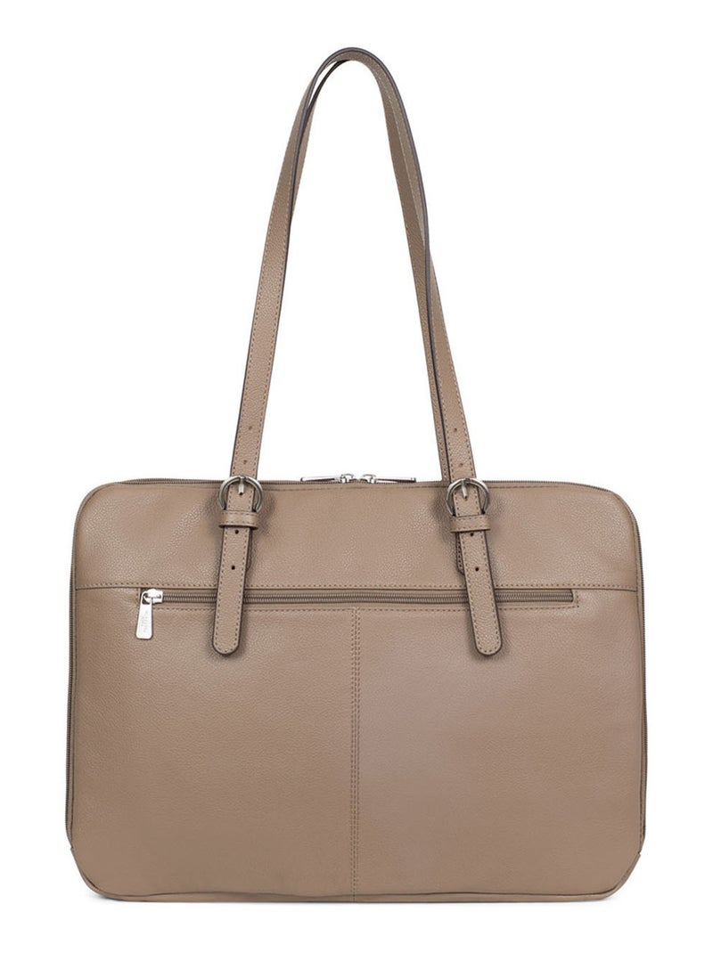 Sac porté épaule 2 anses  15" & A4  Cuir CONFORT Marron clair - Kiabi