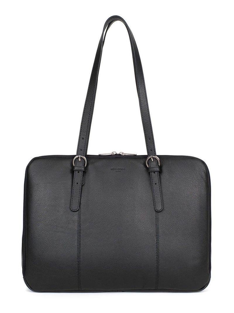 Sac porté épaule 2 anses  15" & A4  Cuir CONFORT Noir - Kiabi