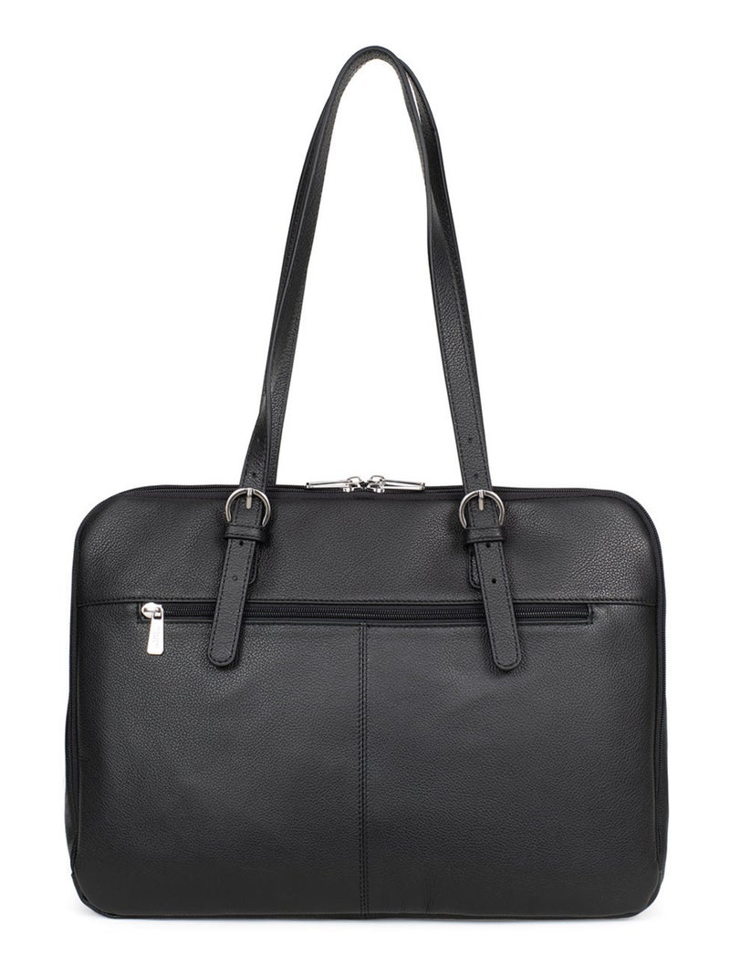 Sac porté épaule 2 anses  15" & A4  Cuir CONFORT Noir - Kiabi
