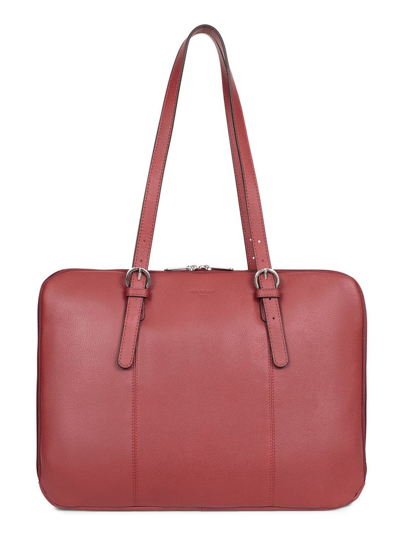 Sac porté épaule 2 anses  15" & A4  Cuir CONFORT Rouge foncé - Kiabi