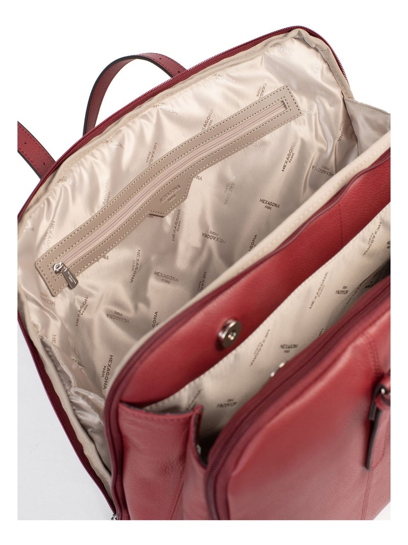 Sac porté épaule 2 anses  15" & A4  Cuir CONFORT Rouge foncé - Kiabi
