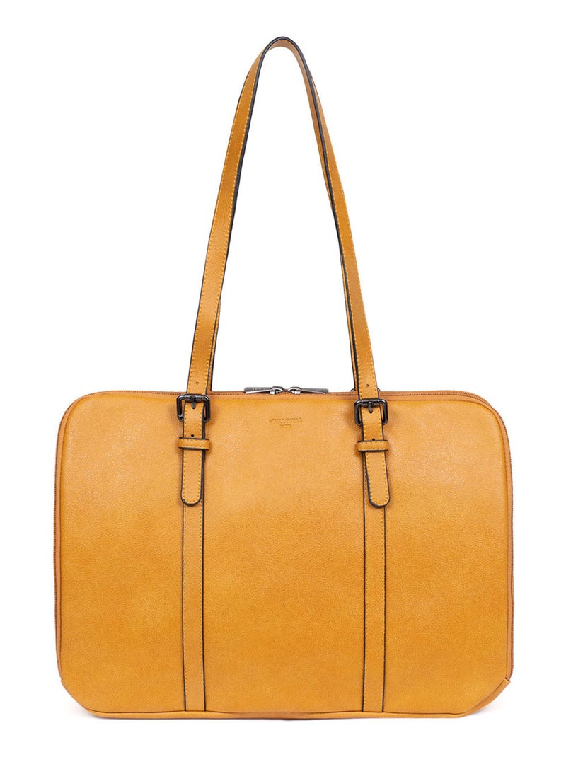 Sac porté épaule 2 anses  15" & A4 GRACIEUSE Jaune moutarde - Kiabi