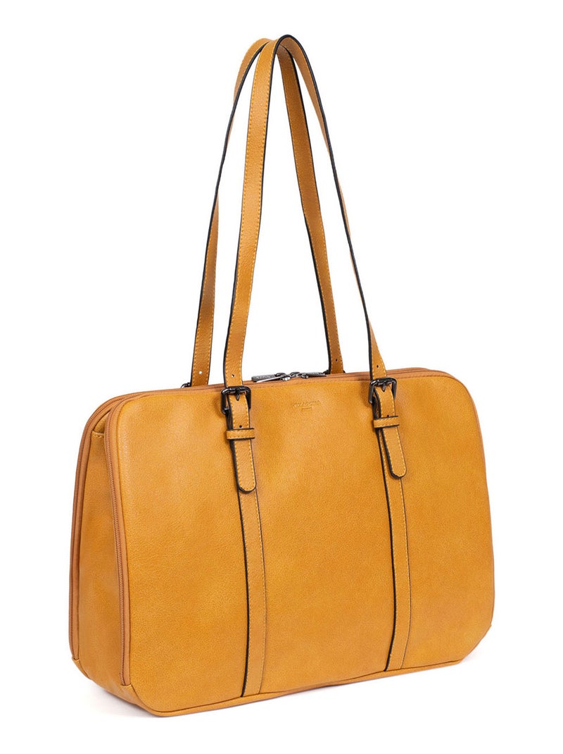 Sac porté épaule 2 anses  15" & A4 GRACIEUSE Jaune moutarde - Kiabi