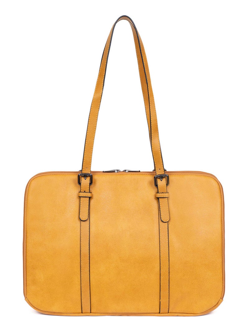 Sac porté épaule 2 anses  15" & A4 GRACIEUSE Jaune moutarde - Kiabi