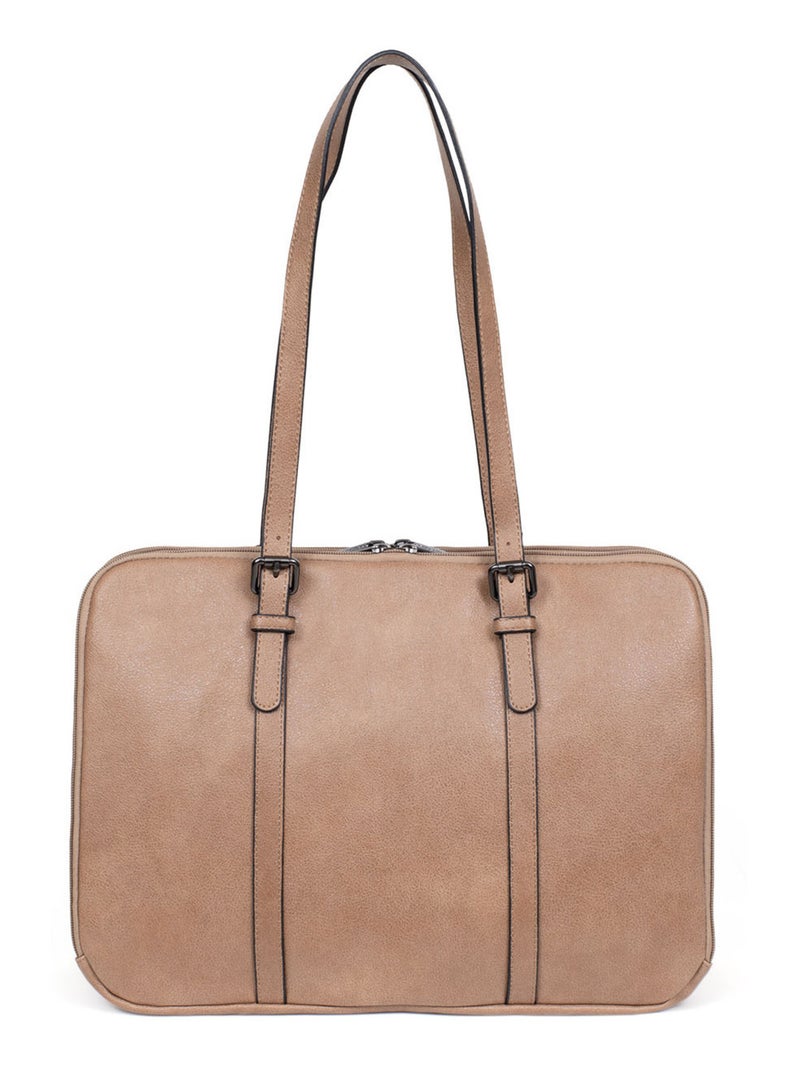 Sac porté épaule 2 anses  15" & A4 GRACIEUSE Marron glacé - Kiabi