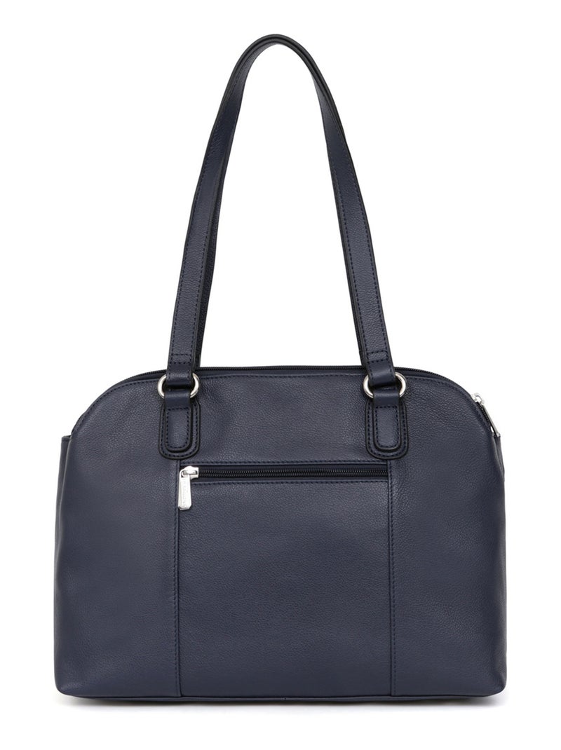Sac porté épaule 2 anses  A4  Cuir CONFORT Bleu marine - Kiabi
