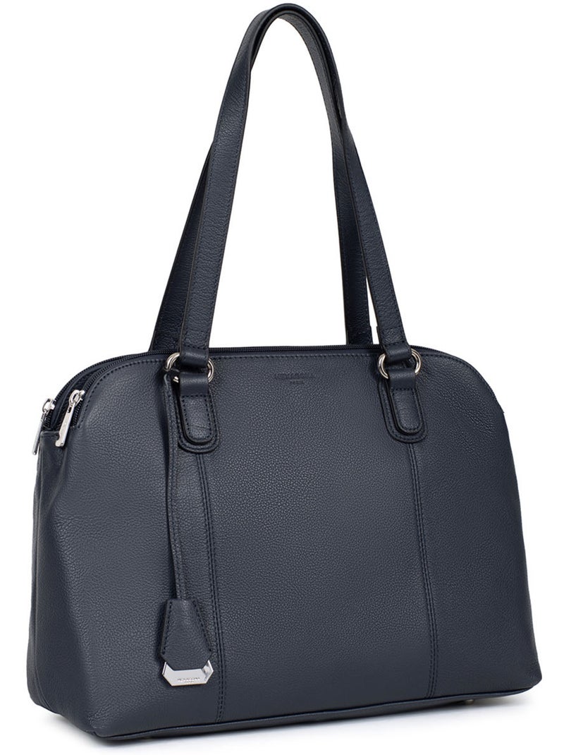 Sac porté épaule 2 anses  a4  cuir confort hexagona Bleu marine - Kiabi