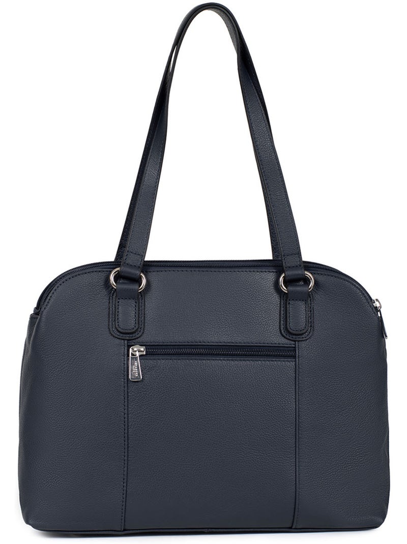 Sac porté épaule 2 anses  a4  cuir confort hexagona Bleu marine - Kiabi
