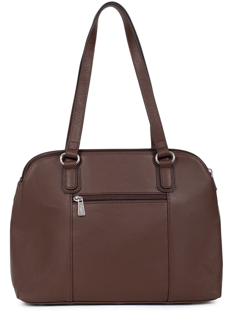 Sac porté épaule 2 anses  a4  cuir confort hexagona Marron chocolat - Kiabi