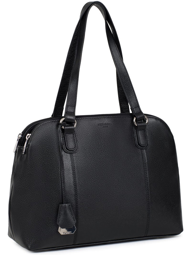 Sac porté épaule 2 anses  a4  cuir confort hexagona Noir - Kiabi