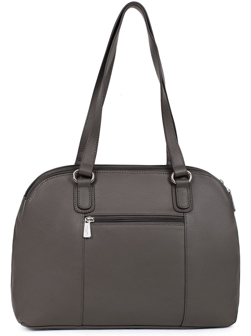 Sac porté épaule 2 anses  a4  cuir confort hexagona Taupe - Kiabi