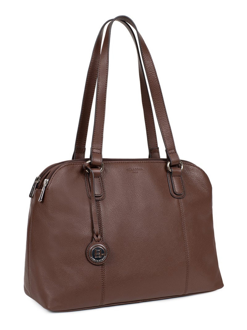 Sac porté épaule 2 anses  A4  Cuir CONFORT Marron chocolat - Kiabi