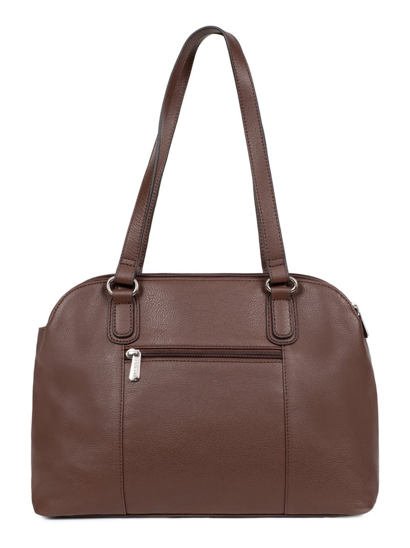 Sac porté épaule 2 anses  A4  Cuir CONFORT Marron chocolat - Kiabi