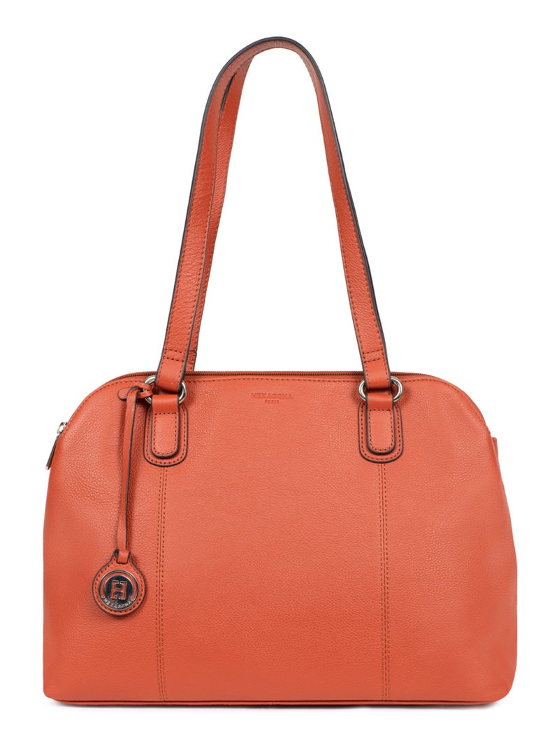 Sac porté épaule 2 anses  A4  Cuir CONFORT Orange - Kiabi