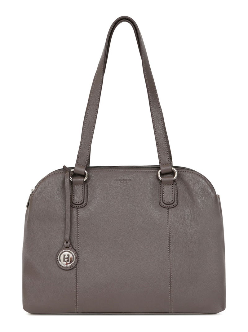 Sac porté épaule 2 anses  A4  Cuir CONFORT Taupe - Kiabi