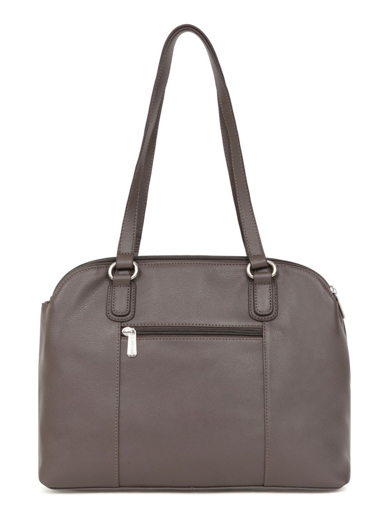 Sac porté épaule 2 anses  A4  Cuir CONFORT Taupe - Kiabi