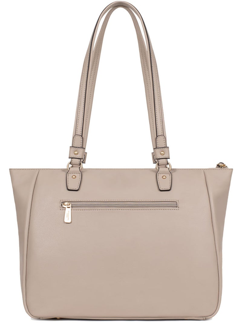 Sac porté épaule 2 anses  A4  Cuir de vachette TAIMA Gris - Kiabi