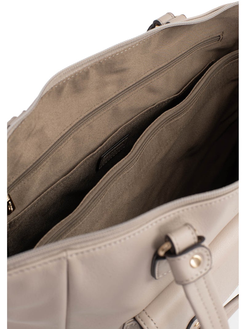 Sac porté épaule 2 anses  A4  Cuir de vachette TAIMA Gris - Kiabi