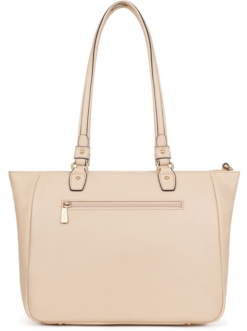 Sac porté épaule 2 anses  a4  cuir de vachette taima hexagona Crème - Kiabi
