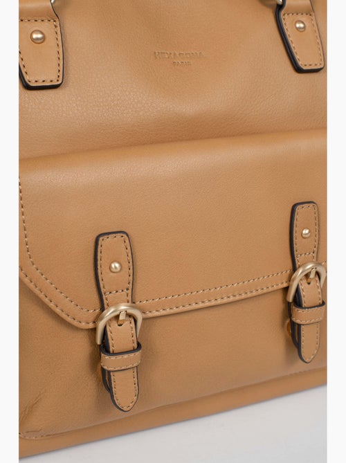 Sac porté épaule 2 anses  A4  Cuir de vachette TAIMA - Kiabi