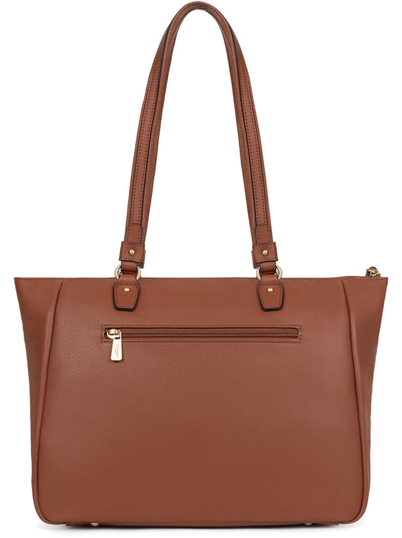 Sac porté épaule 2 anses  A4  Cuir de vachette TAIMA Marron - Kiabi