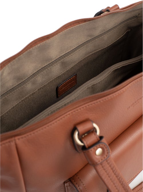 Sac porté épaule 2 anses  A4  Cuir de vachette TAIMA - Kiabi