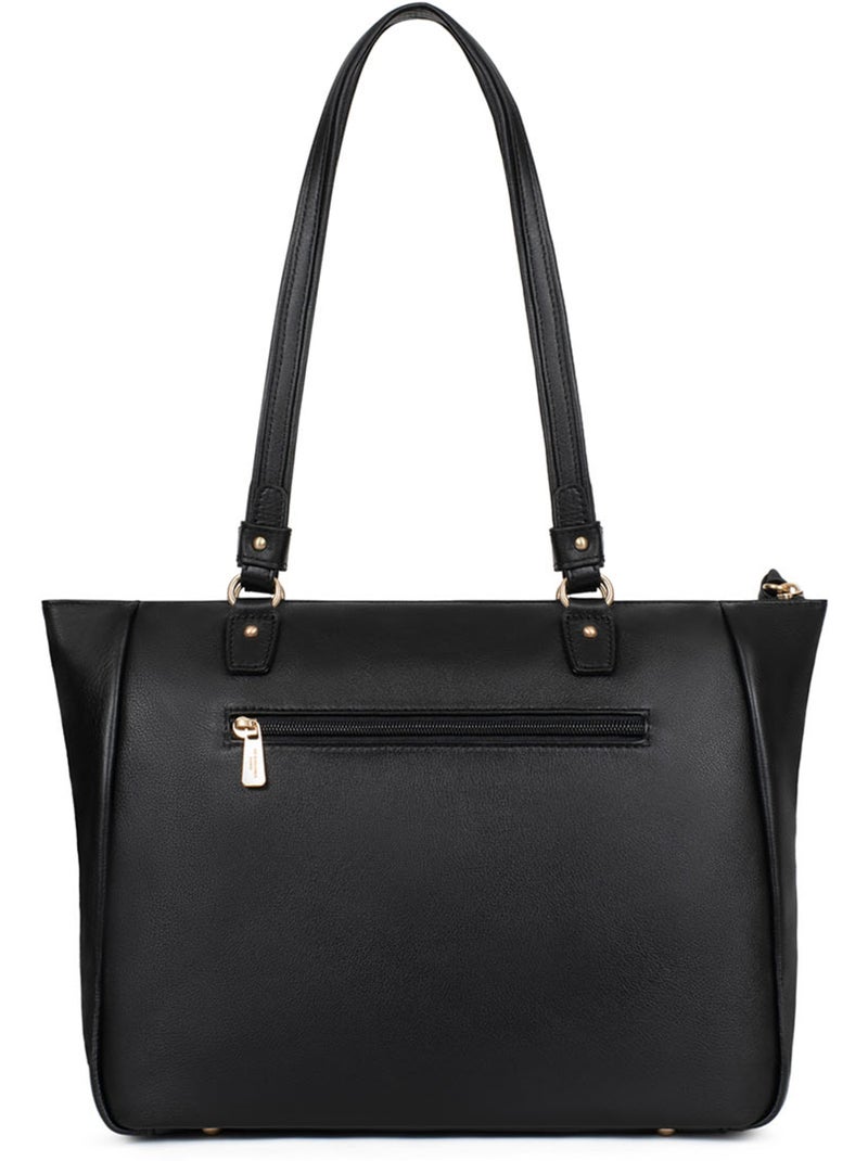 Sac porté épaule 2 anses  A4  Cuir de vachette TAIMA Noir - Kiabi