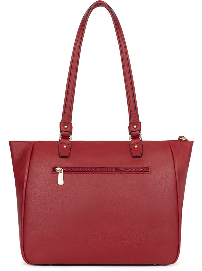 Sac porté épaule 2 anses  A4  Cuir de vachette TAIMA Rouge foncé - Kiabi