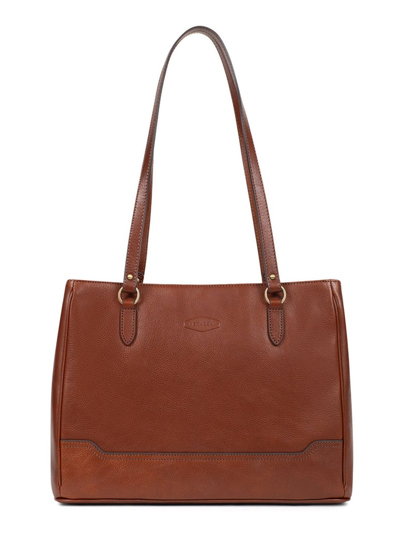 Sac porté épaule 2 anses  A4  Cuir JEANNE Marron - Kiabi