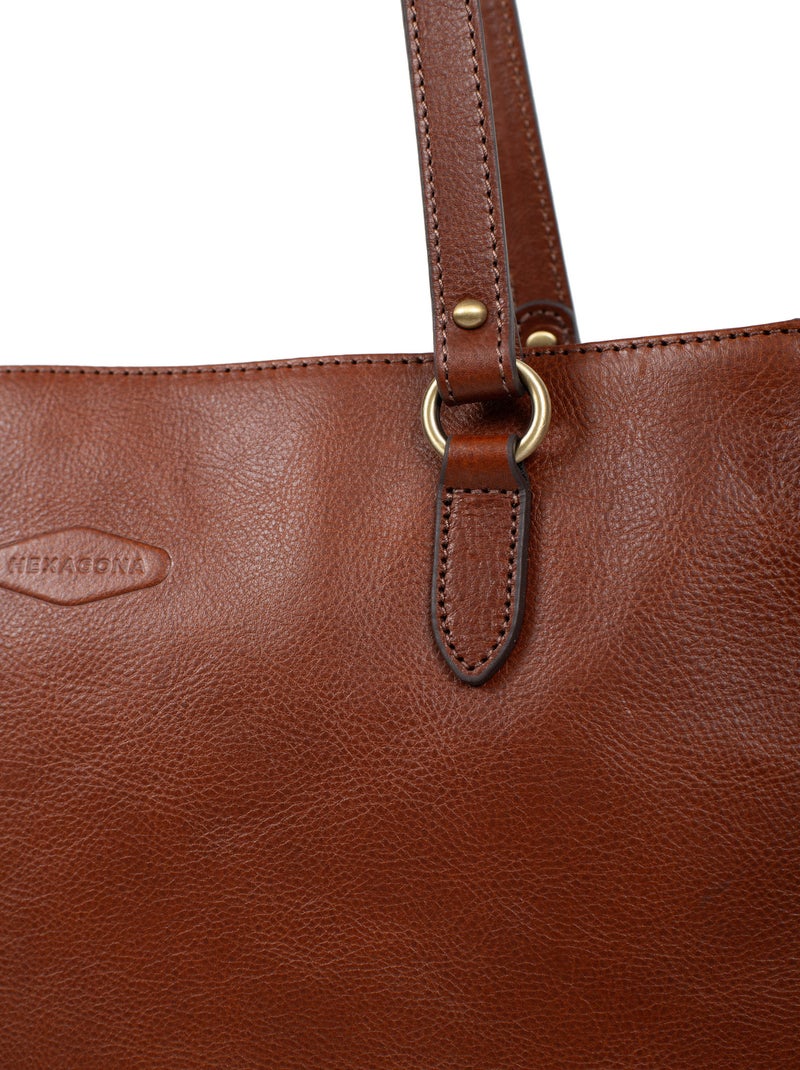 Sac porté épaule 2 anses  A4  Cuir JEANNE Marron - Kiabi