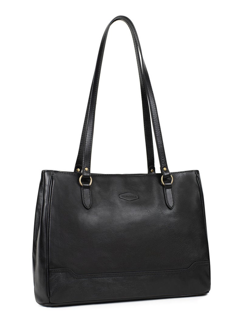 Sac porté épaule 2 anses  A4  Cuir JEANNE Noir - Kiabi