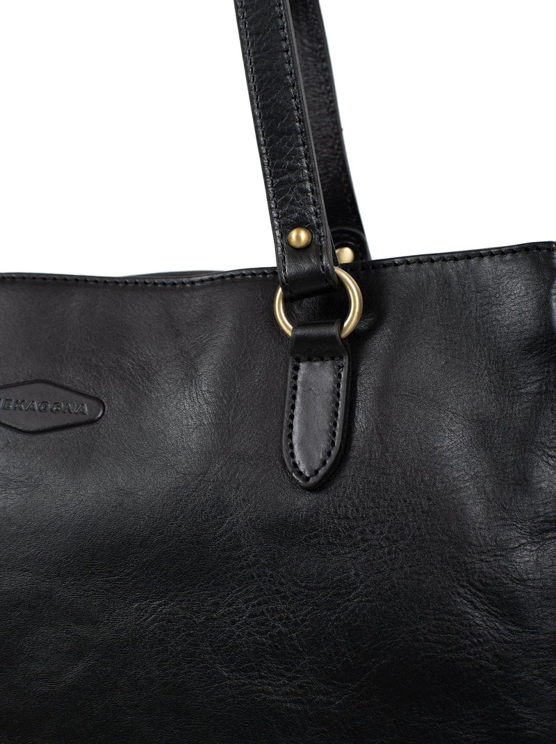 Sac porté épaule 2 anses  A4  Cuir JEANNE Noir - Kiabi