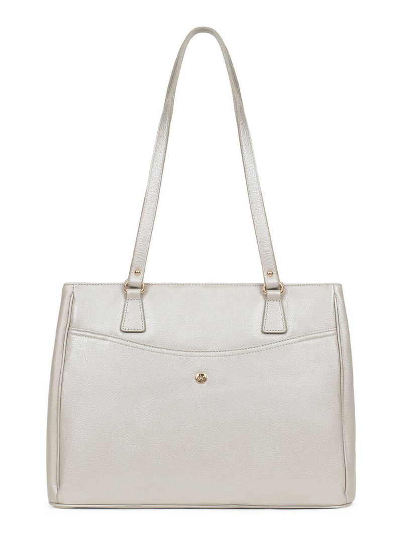 Sac porté épaule 2 anses  A4  Cuir LUNA Argent - Kiabi