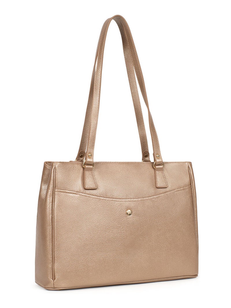 Sac porté épaule 2 anses  A4  Cuir LUNA Doré/or - Kiabi