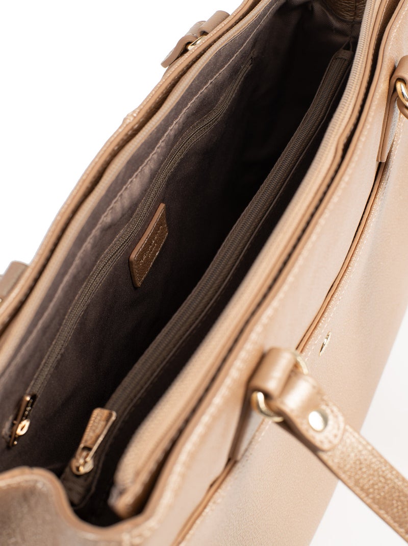 Sac porté épaule 2 anses  A4  Cuir LUNA Doré/or - Kiabi